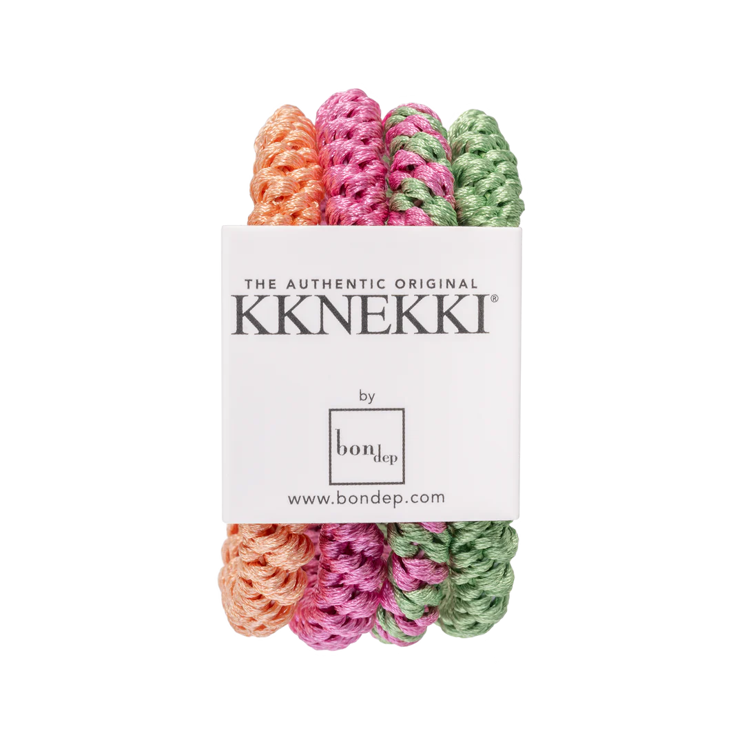 Kknekki gomas de cabello pack 4 Colores verde, rosa y naranja